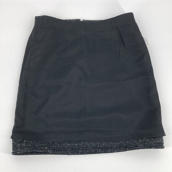 Worth Womens Black White Tweed Panel A-Line Skirt Size 8 - Picture 12 of 16
